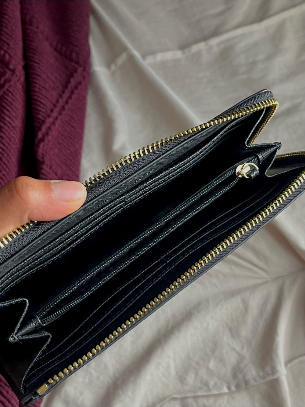 Michael Kors Black Zip-Around Saffiano Wallet with Gold Logo - Picture 6 of 7